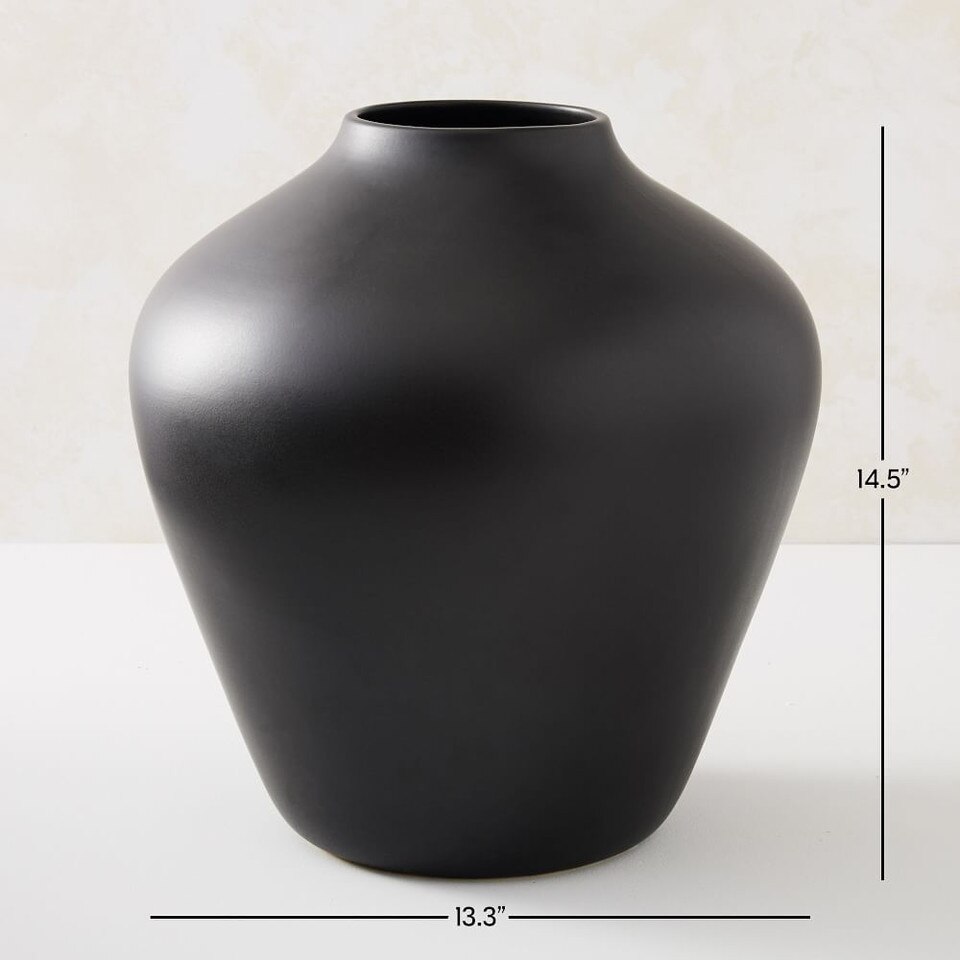Pure Black Ceramic Vases - West Elm Australia